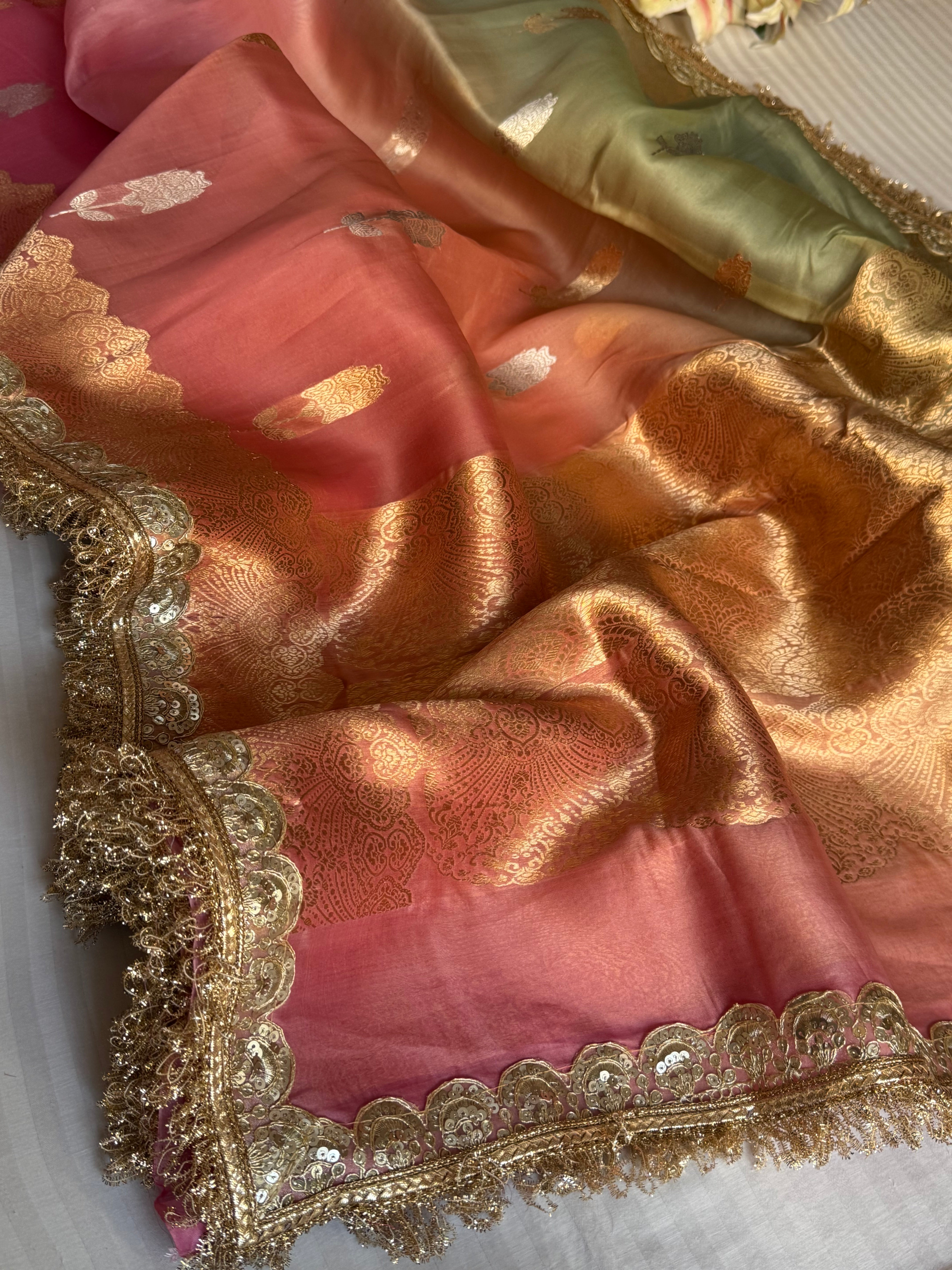 4D rang birangi shaded multicoloured Kora silk kadhwa banarasi sarees